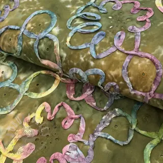 Bomullstyg TIE DYE EMBROIDERY Elise tape design Och