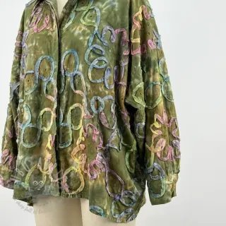 Bomullstyg TIE DYE EMBROIDERY Elise tape design Och