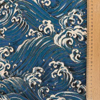 Dekorationstyg jacquard Swell allover bleu