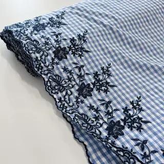Bavlnená látka CHECKS ONE-SIDE BORDER blue