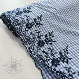 Bomullstyg CHECKS ONE-SIDE BORDER blue