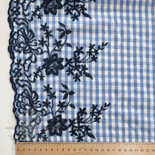 Bomullstyg CHECKS ONE-SIDE BORDER blue