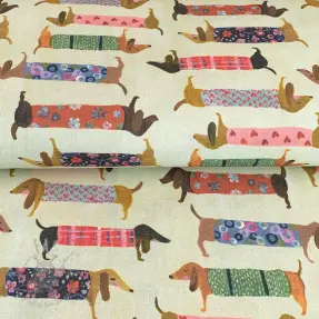 Dekorationstyg premium Family Dachshund digital print