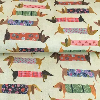 Dekoračná látka premium Family Dachshund digital print