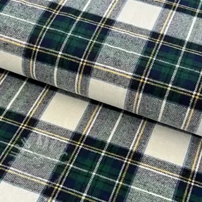 Bomullstyg YARN DYED CHECK BRUSHED Daniel ecru navy