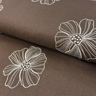 Viskóza s ľanom EMBROIDERY Flower Maya brown