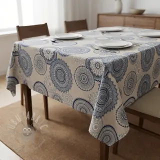Dekorationstyg Linenlook premium Geometric mandala