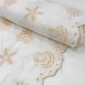 Bavlnená látka EMBROIDERY Sea ornaments white