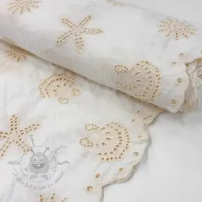 Bomullstyg EMBROIDERY Sea ornaments white