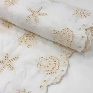 Bavlnená látka EMBROIDERY Sea ornaments white