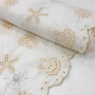 Bomullstyg EMBROIDERY Sea ornaments white