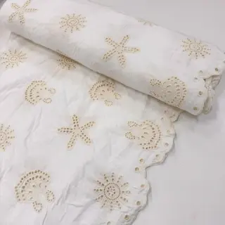 Bavlnená látka EMBROIDERY Sea ornaments white