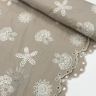 Bomullstyg EMBROIDERY Sea ornaments natural