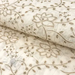 Bomullstyg VOILE EMBROIDERY Kiara off white