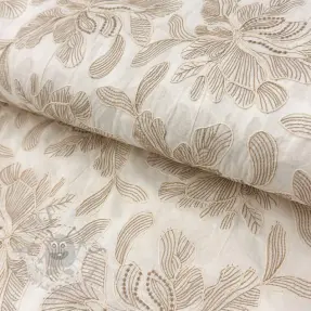 Bomullstyg VOILE EMBROIDERY Kim off white
