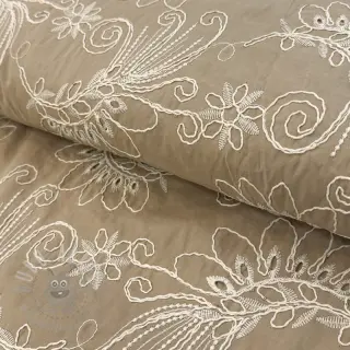 Bomullstyg VOILE EMBROIDERY Kokka natural