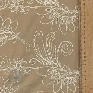 Bomullstyg VOILE EMBROIDERY Kokka natural