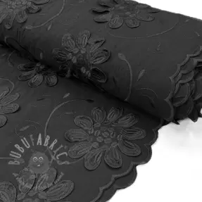 Bomullstyg EMBROIDERY Bellagio black