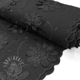 Bomullstyg EMBROIDERY Bellagio black