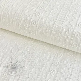 Bomullstyg EMBROIDERY Pattern white