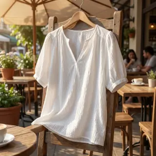 Bavlnená látka WASHED white