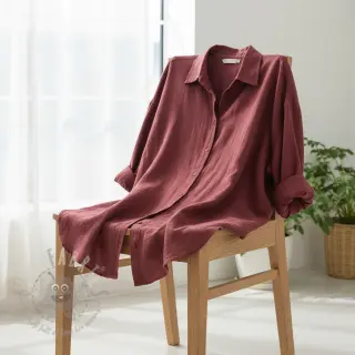 Bomullstyg SLUB WASHED wine red