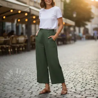 Bomullstyg SLUB WASHED army green