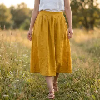 Bomullstyg SLUB WASHED ochre