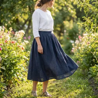 Bavlnená látka SLUB WASHED navy