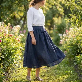 Bomullstyg SLUB WASHED navy