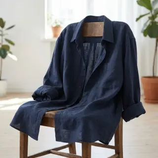 Bavlnená látka SLUB WASHED navy
