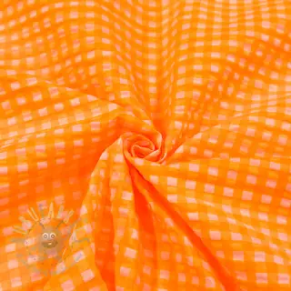 Bomullstyg YARN DYED NEON SMALL Checks orange