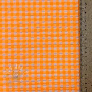Bomullstyg YARN DYED NEON SMALL Checks orange