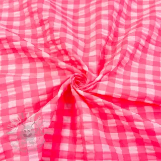 Bomullstyg YARN DYED NEON BIG Checks pink