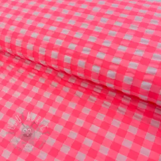 Bomullstyg YARN DYED NEON BIG Checks pink