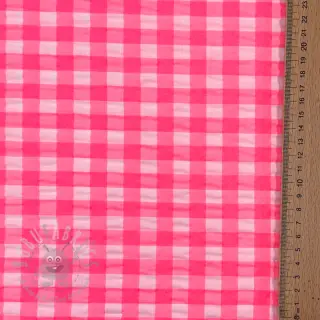 Bomullstyg YARN DYED NEON BIG Checks pink