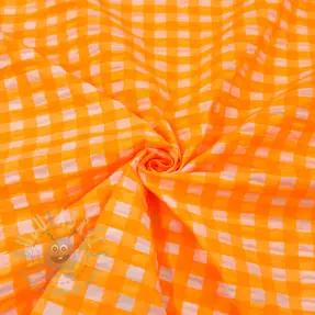 Bomullstyg YARN DYED NEON BIG Checks orange