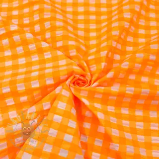 Bomullstyg YARN DYED NEON BIG Checks orange