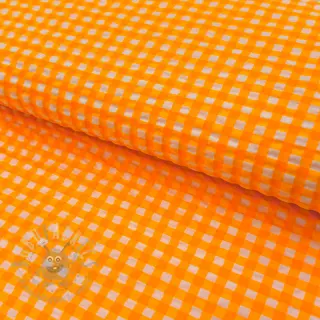 Bomullstyg YARN DYED NEON BIG Checks orange