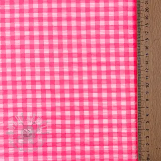 Bomullstyg YARN DYED NEON SMALL Checks pink