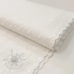 Bomullstyg EMBROIDERY TWO-SIDE SCALLOP Verena white