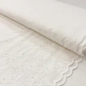 Bavlnená látka VOILE EMBROIDERY ONE-SIDE BORDER white