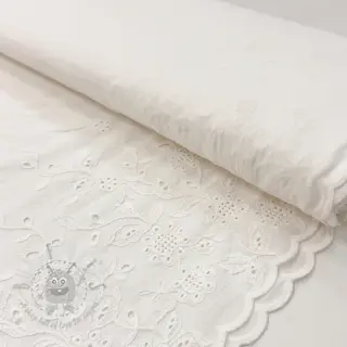 Bomullstyg VOILE EMBROIDERY ONE-SIDE BORDER white
