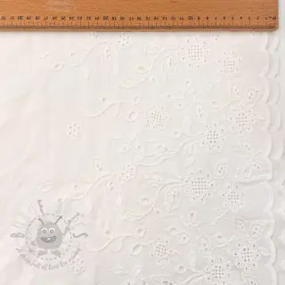 Bomullstyg VOILE EMBROIDERY ONE-SIDE BORDER white