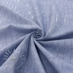 Bomullstyg YARN DYED Stripes LUREX blue
