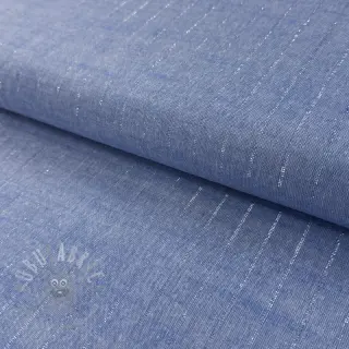 Bomullstyg YARN DYED Stripes LUREX blue