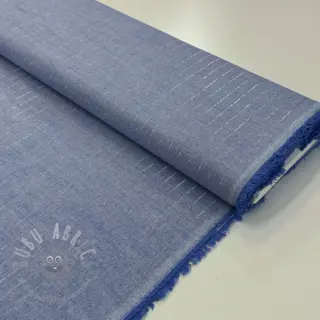 Bomullstyg YARN DYED Stripes LUREX blue