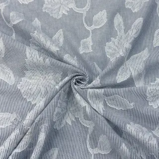Bomullstyg YARN DYED Stripes JACQUARD Flowers navy
