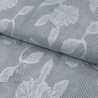 Bomullstyg YARN DYED Stripes JACQUARD Flowers navy