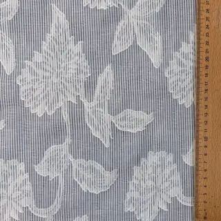 Bavlnená látka YARN DYED Stripes JACQUARD Flowers navy